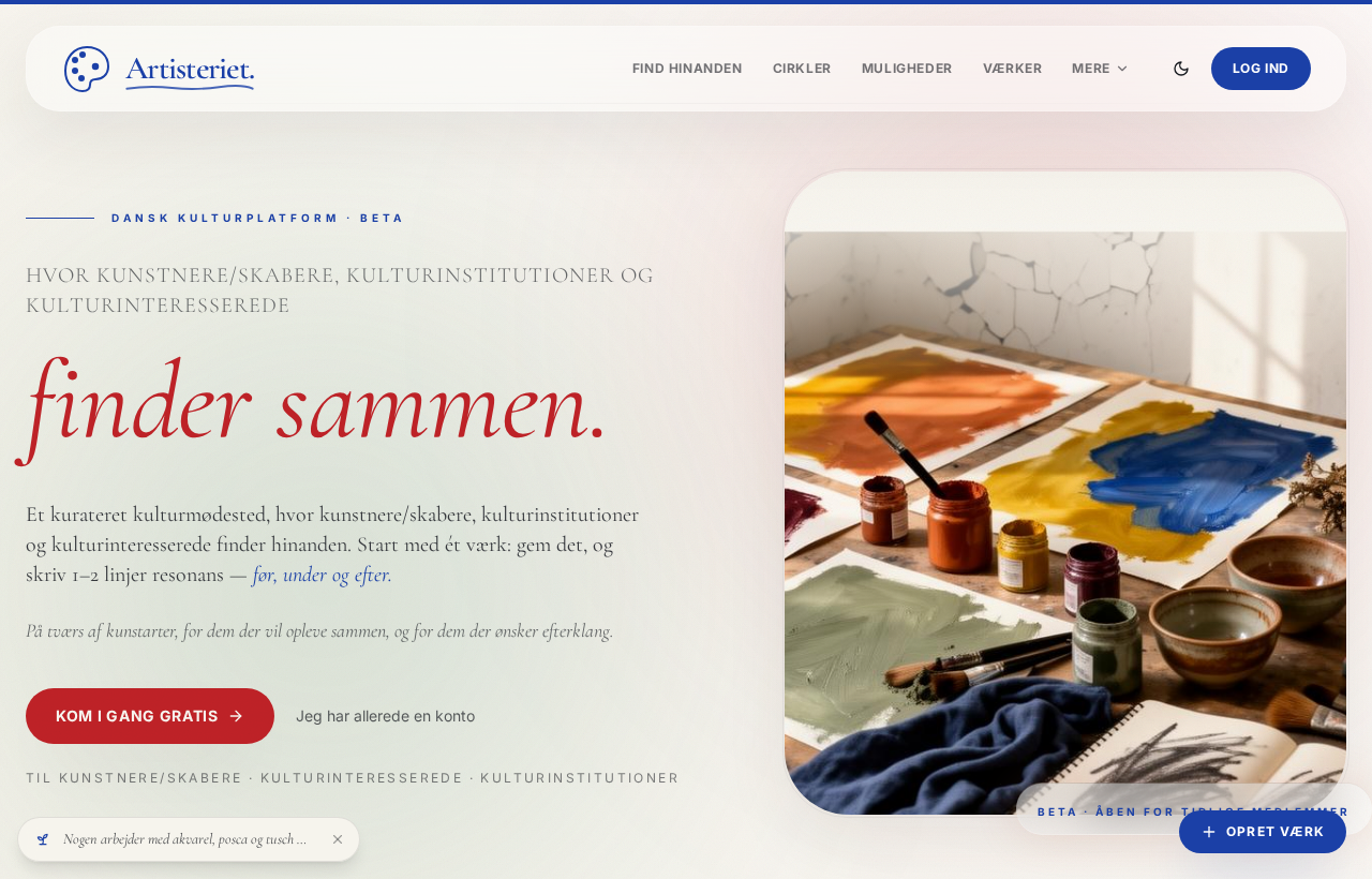 The front page of the Artisteriet pilot